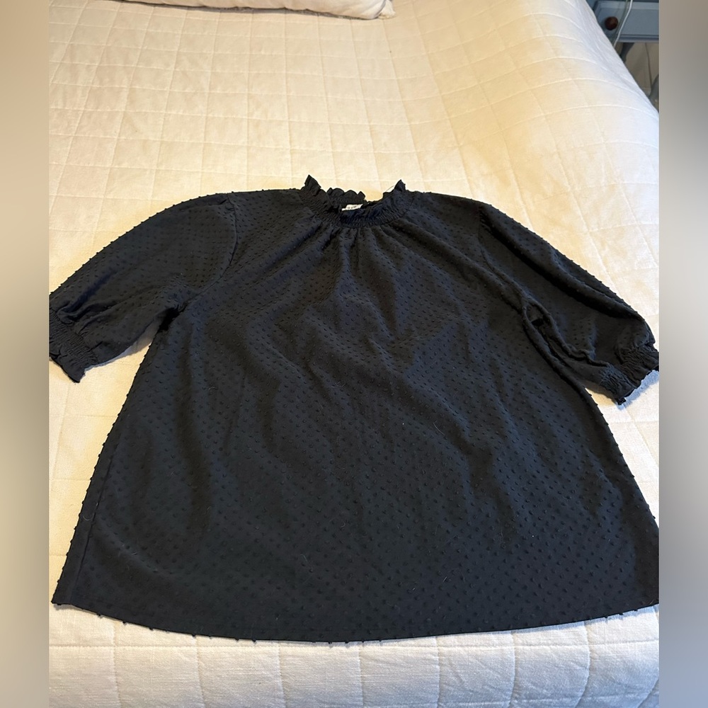 J.Crew black dotted blouse